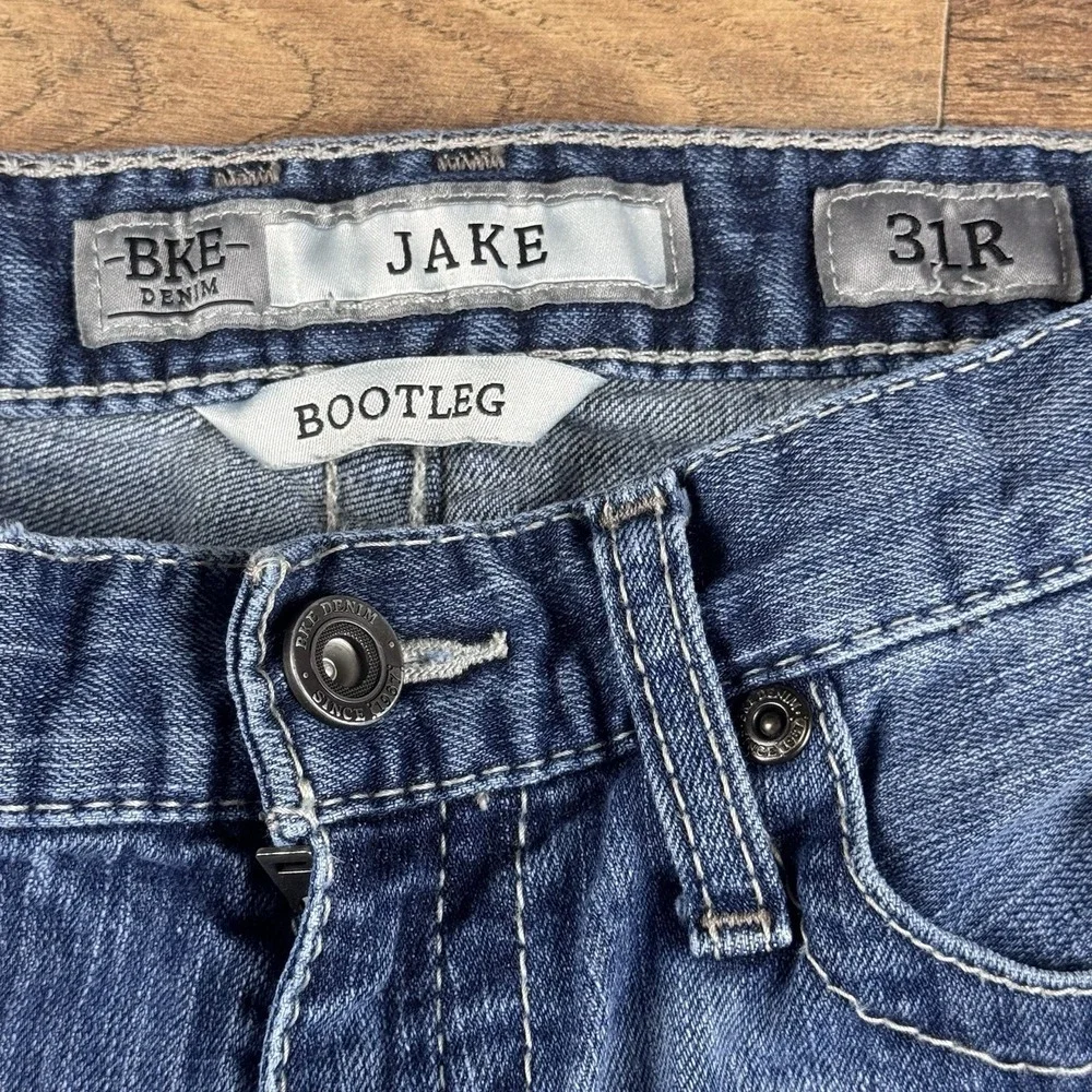 BKE‎ Jake Bootleg Blue Denim Jeans Button Zip 5-Pocket Design 31R